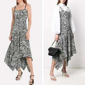 NWT Solace London Marisol Bustier Midi Dress Zebra